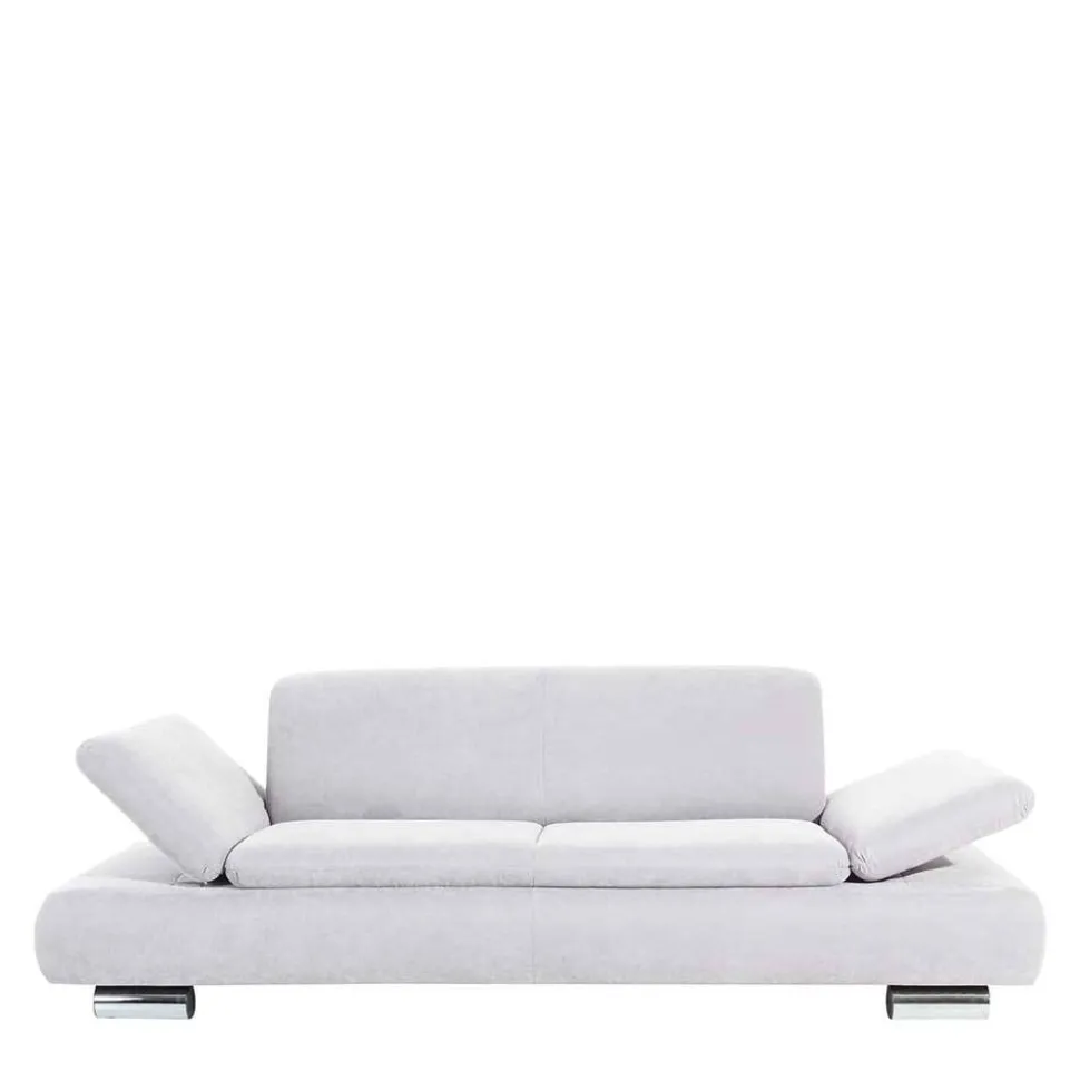 Zweisitzer Sofa in Cremeweiß mit Chrom - Syrec