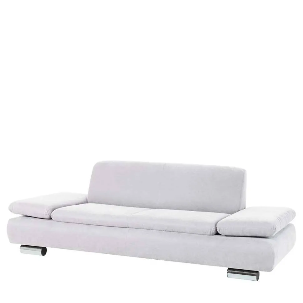 Zweisitzer Sofa in Cremeweiß mit Chrom - Syrec