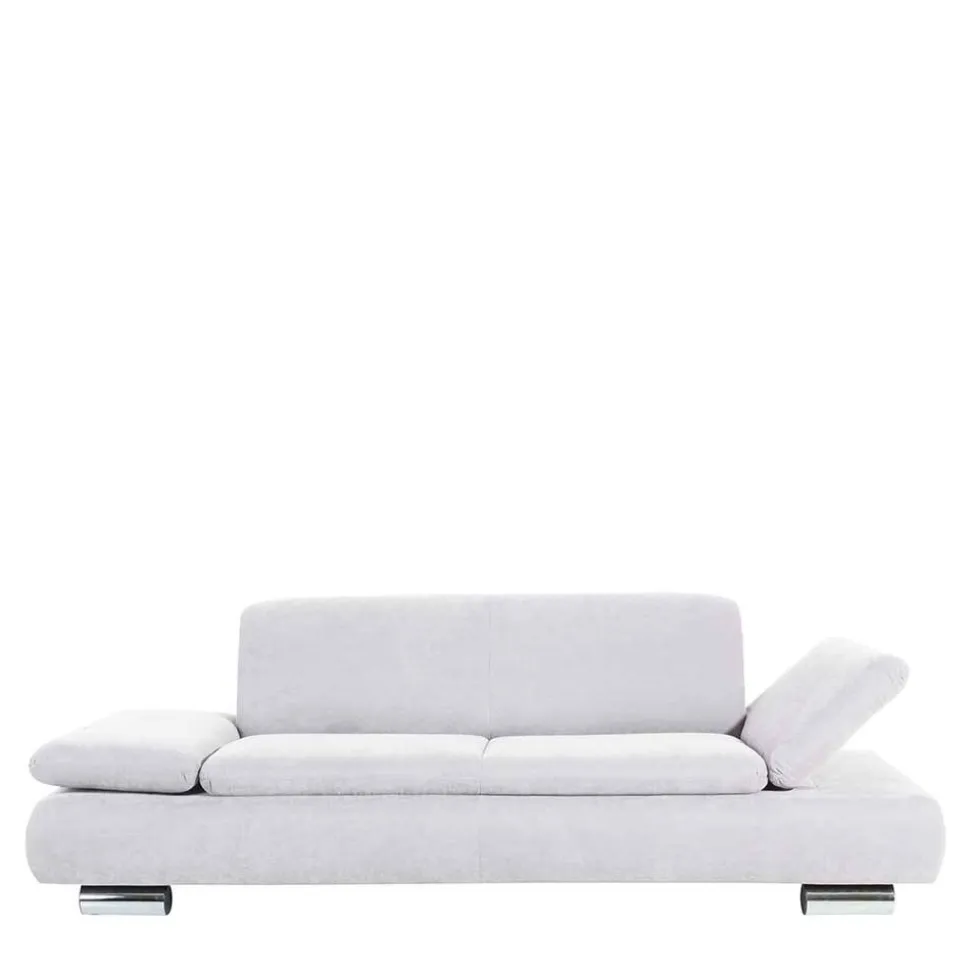 Zweisitzer Sofa in Cremeweiß mit Chrom - Syrec